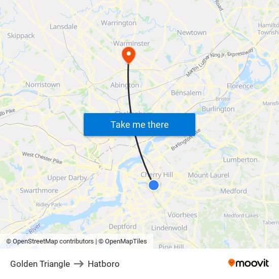 Golden Triangle to Hatboro map