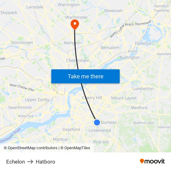 Echelon to Hatboro map