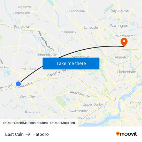 East Caln to Hatboro map