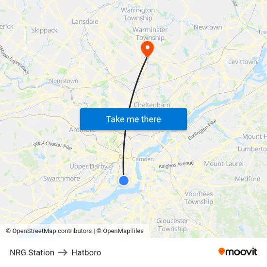 NRG Station to Hatboro map