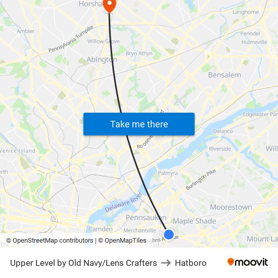 Upper Level by Old Navy/Lens Crafters to Hatboro map