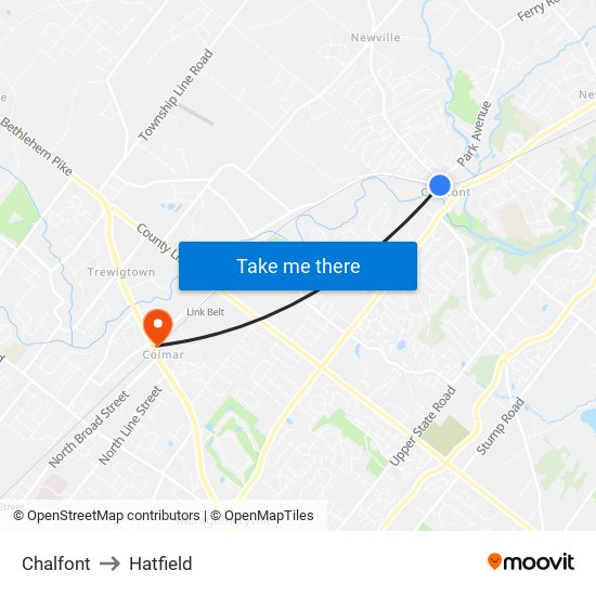 Chalfont to Hatfield map