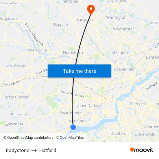 Eddystone to Hatfield map