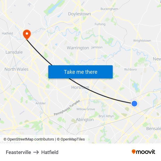 Feasterville to Hatfield map