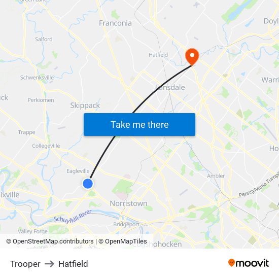 Trooper to Hatfield map