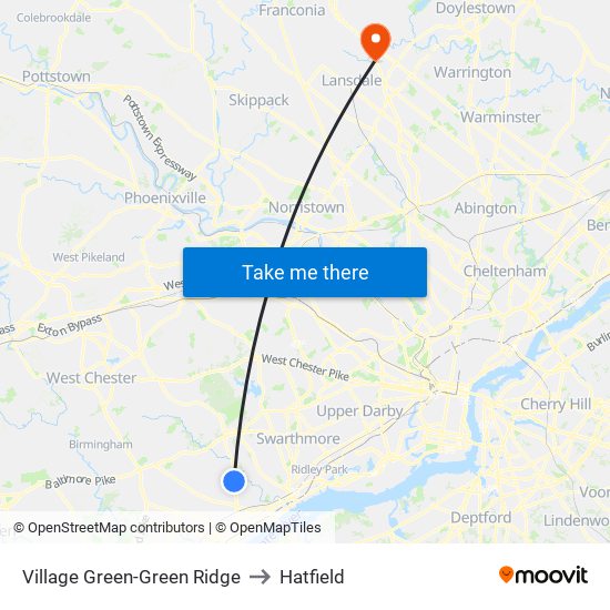 Village Green-Green Ridge to Hatfield map