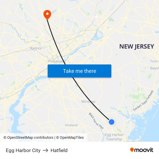 Egg Harbor City to Hatfield map