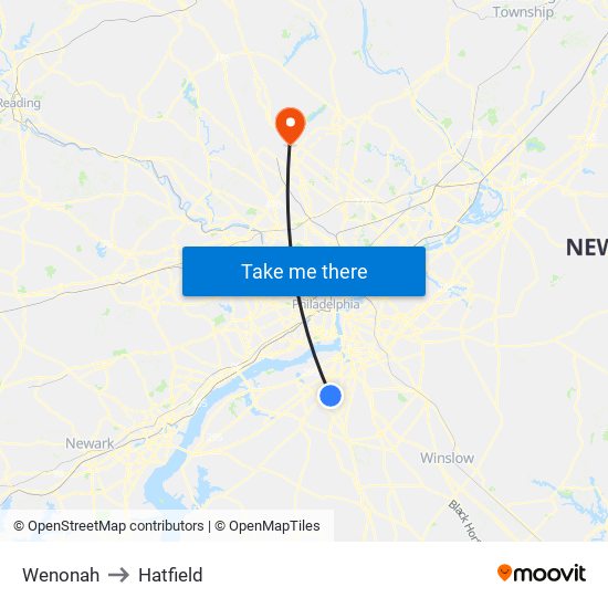 Wenonah to Hatfield map