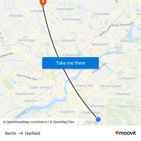 Berlin to Hatfield map