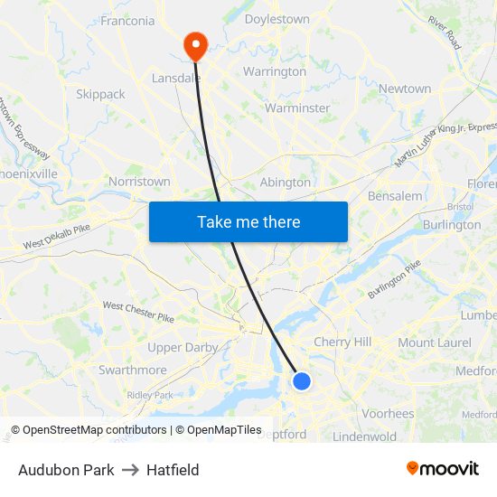 Audubon Park to Hatfield map