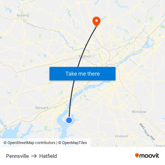 Pennsville to Hatfield map