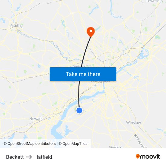 Beckett to Hatfield map