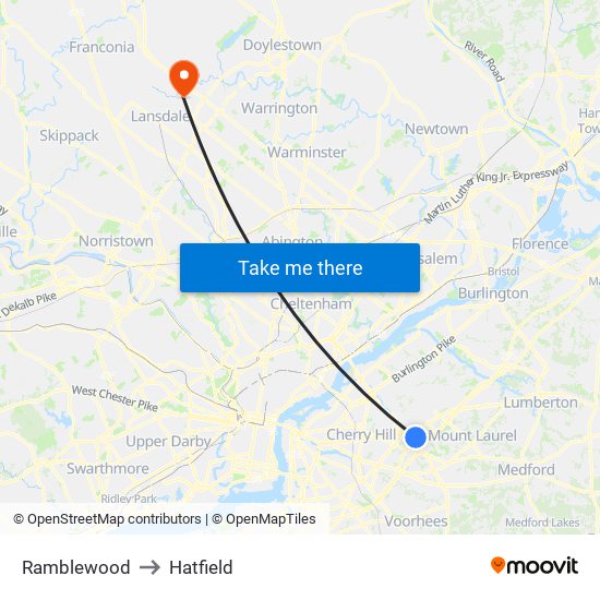 Ramblewood to Hatfield map