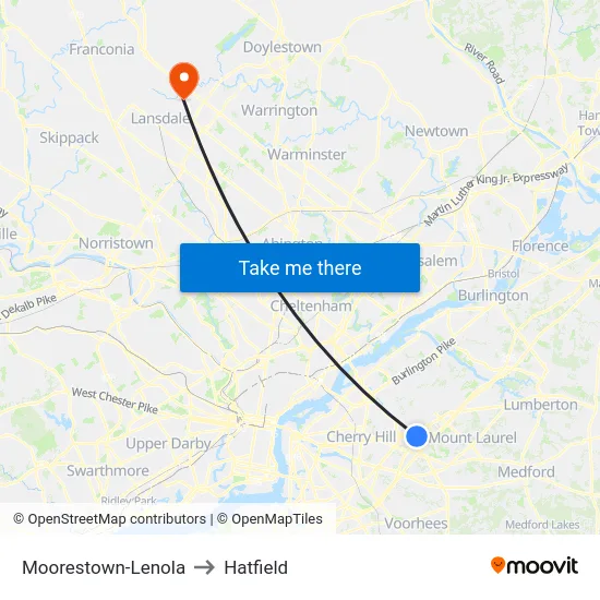 Moorestown-Lenola to Hatfield map