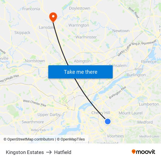 Kingston Estates to Hatfield map