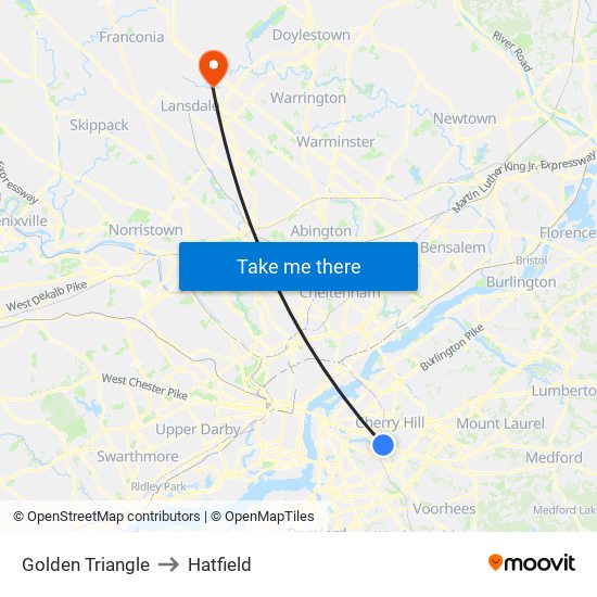 Golden Triangle to Hatfield map