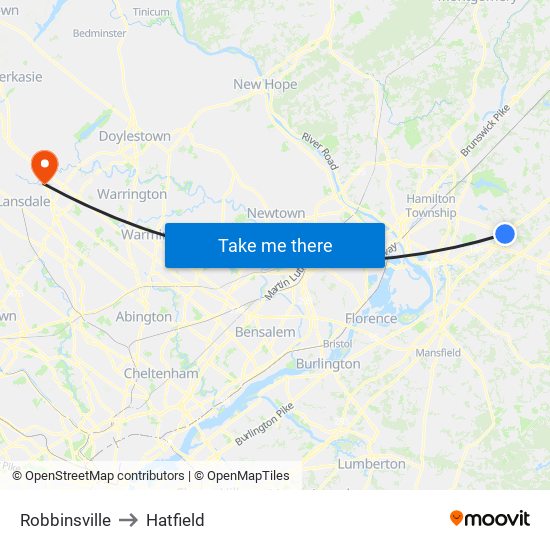 Robbinsville to Hatfield map