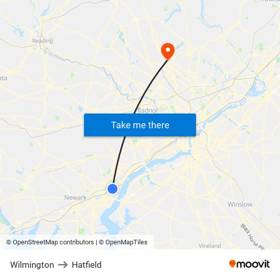 Wilmington to Hatfield map