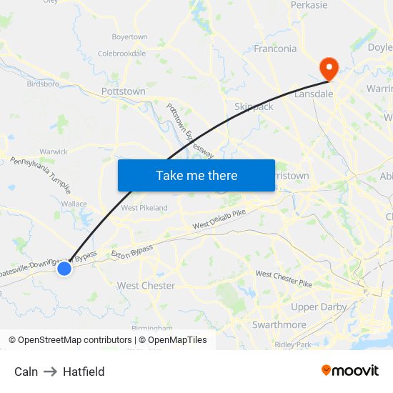 Caln to Hatfield map