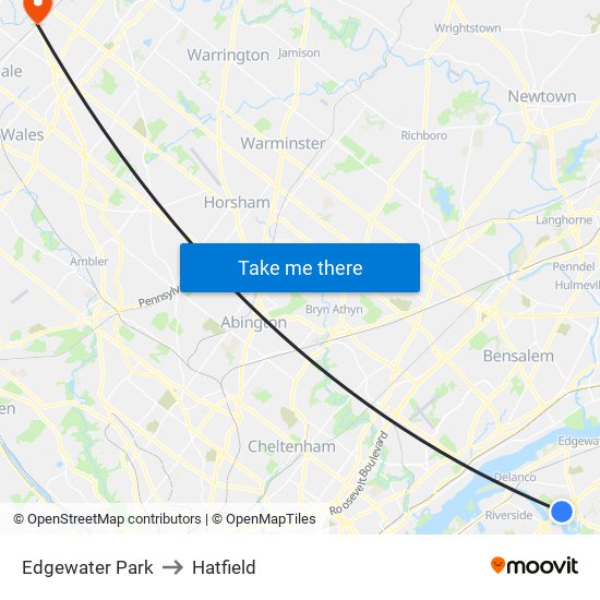 Edgewater Park to Hatfield map