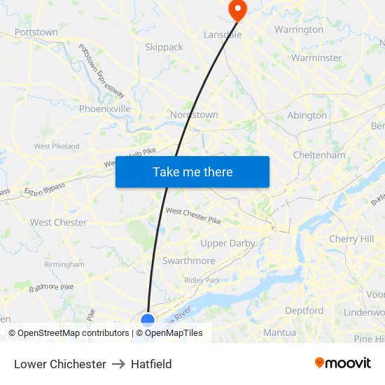 Lower Chichester to Hatfield map