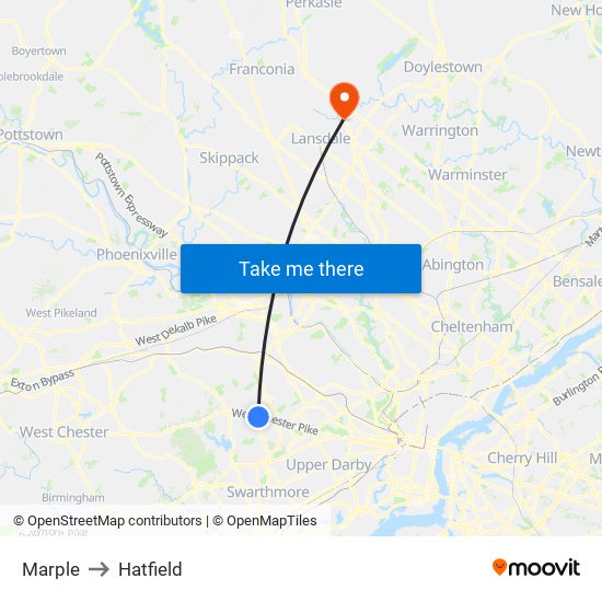 Marple to Hatfield map