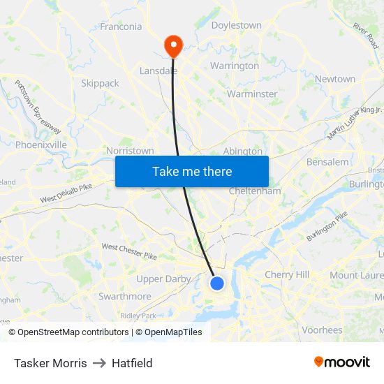 Tasker Morris to Hatfield map
