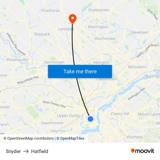 Snyder to Hatfield map