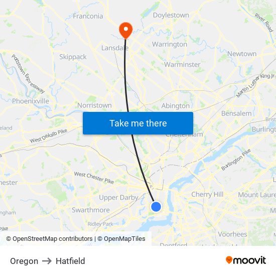 Oregon to Hatfield map