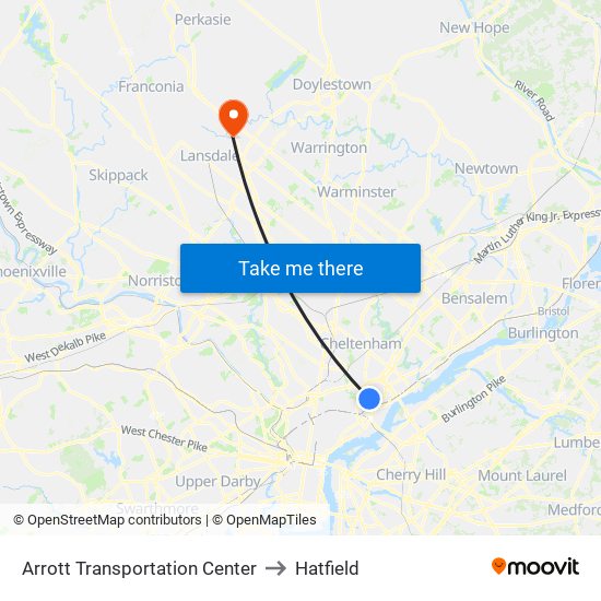 Arrott Transportation Center to Hatfield map