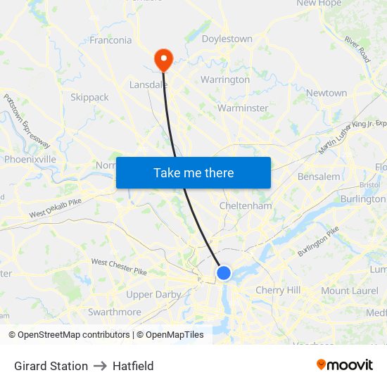 Girard Station to Hatfield map