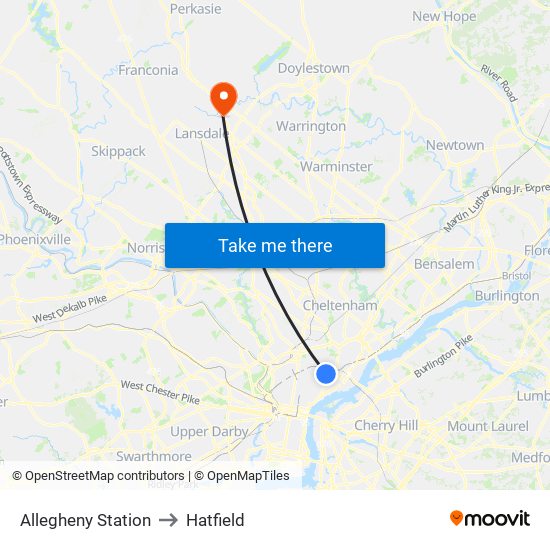 Allegheny Station to Hatfield map
