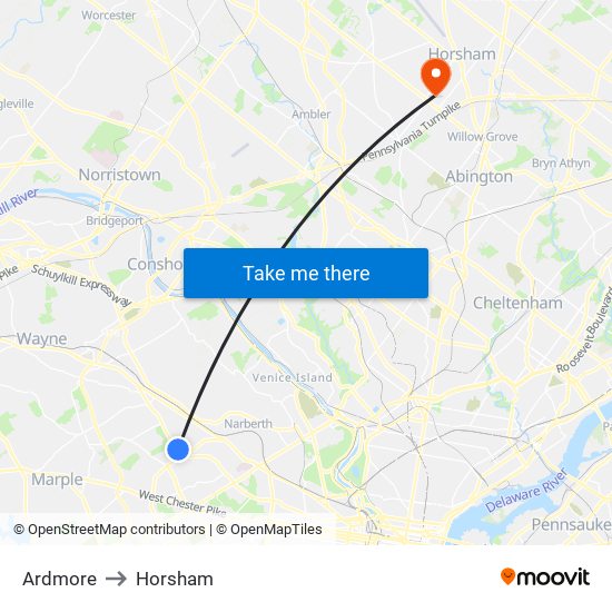 Ardmore to Horsham map