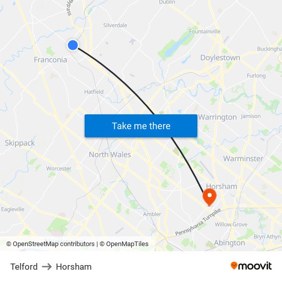 Telford to Horsham map