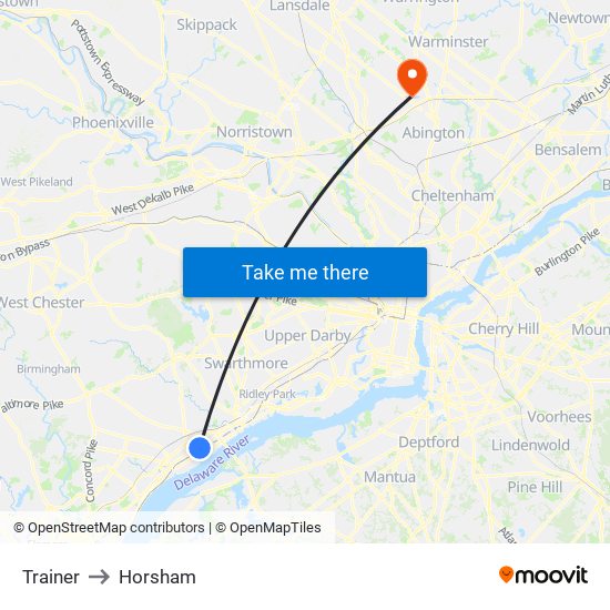 Trainer to Horsham map