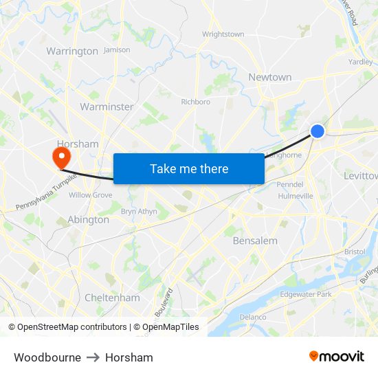 Woodbourne to Horsham map