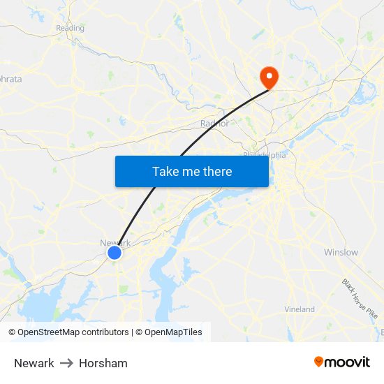 Newark to Horsham map