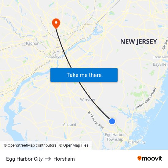 Egg Harbor City to Horsham map