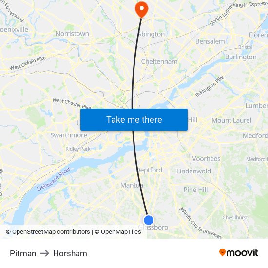 Pitman to Horsham map