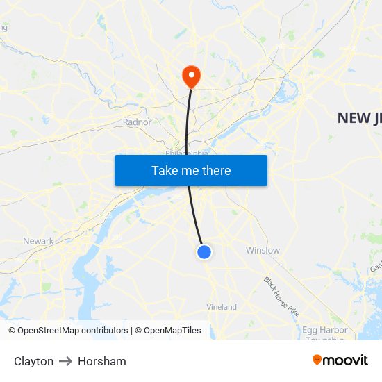 Clayton to Horsham map