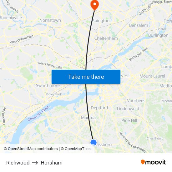 Richwood to Horsham map
