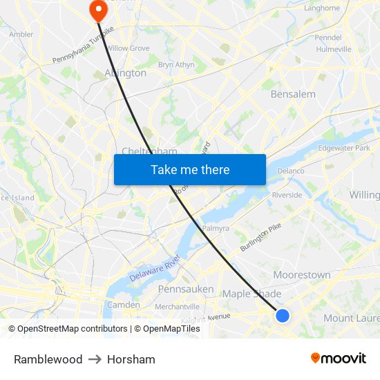 Ramblewood to Horsham map