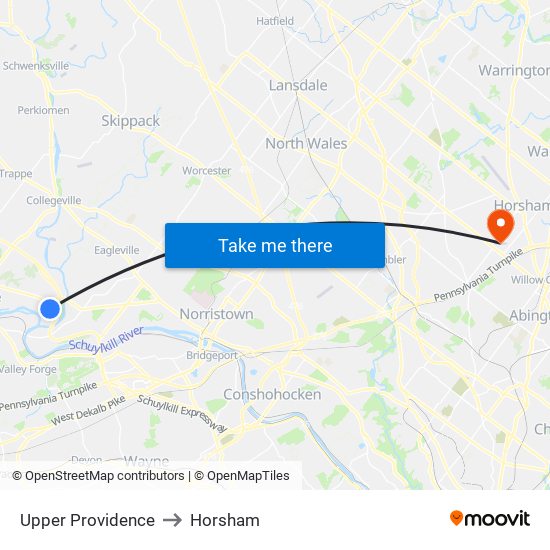 Upper Providence to Horsham map