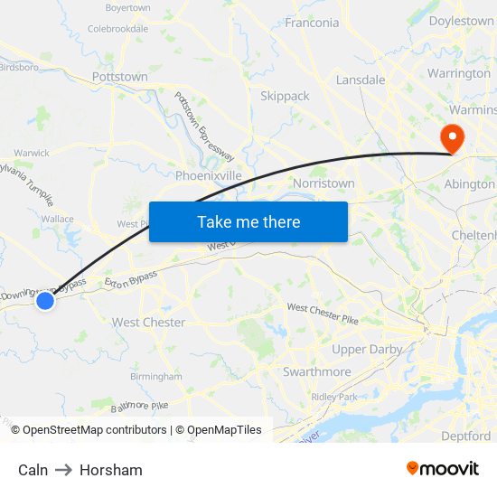 Caln to Horsham map