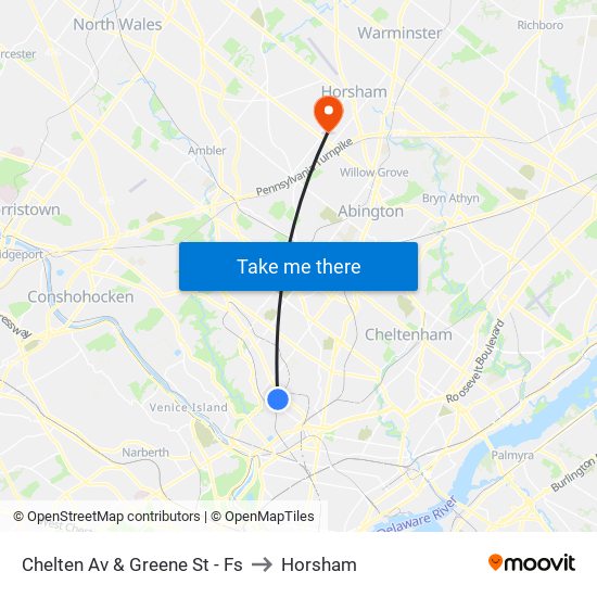 Chelten Av & Greene St - Fs to Horsham map