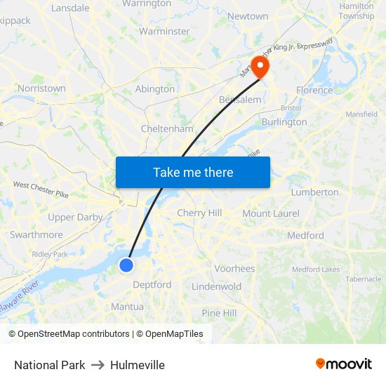 National Park to Hulmeville map