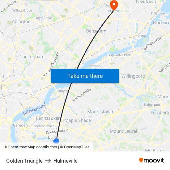 Golden Triangle to Hulmeville map