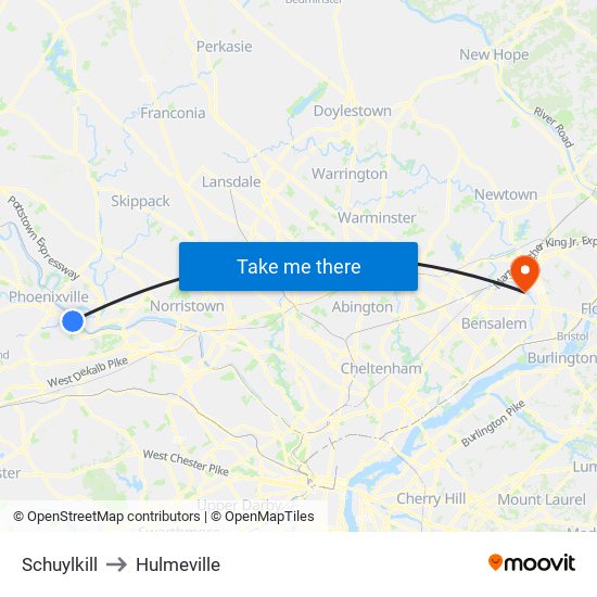 Schuylkill to Hulmeville map