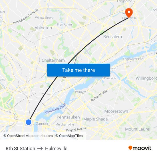 8th St Station to Hulmeville map