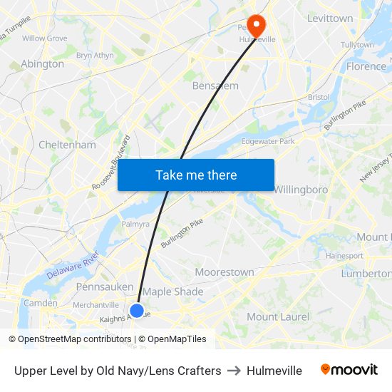 Upper Level by Old Navy/Lens Crafters to Hulmeville map